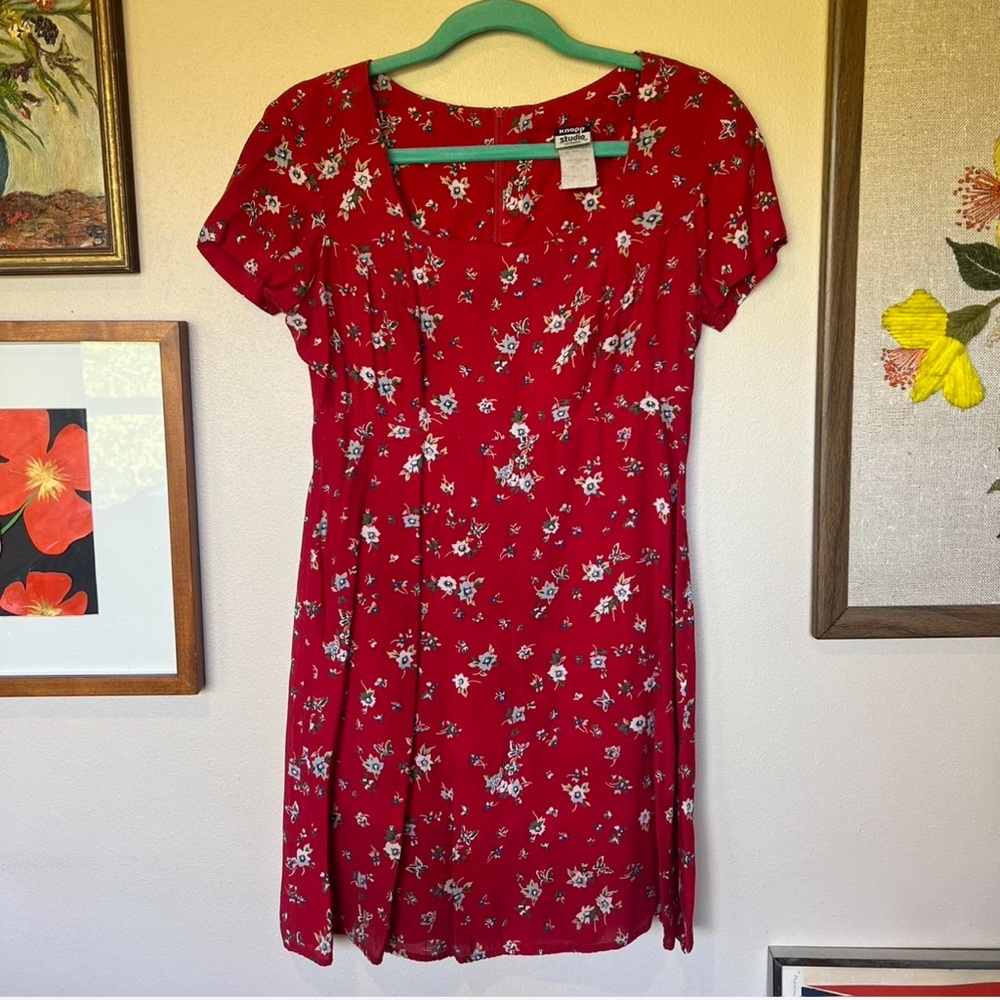 90s Red Floral Dress